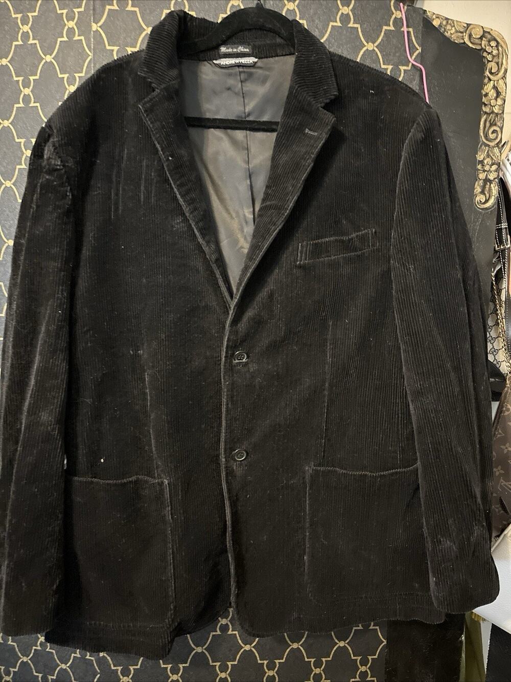 Men's Andrew Fezza Black Corduroy Blazer, Size XL